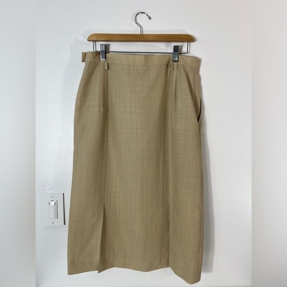 Vintage Bardehle Women’s Size 10 Linen Blend Skirt Gold Buttons Lined Neutral - Picture 5 of 13